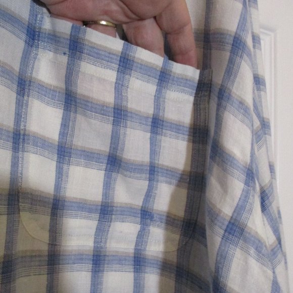 Joseph Abboud Blue White Linen Button Down sz XL - Picture 5 of 9